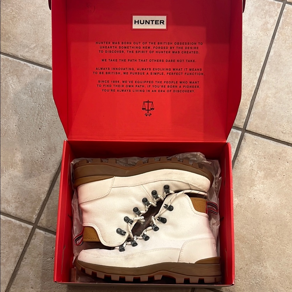 Hunter White Hiking Boots
